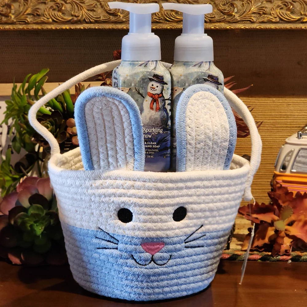 Bath & Body Works Bunny Easter Basket Bundle Blue Fresh Sparkling Snow
